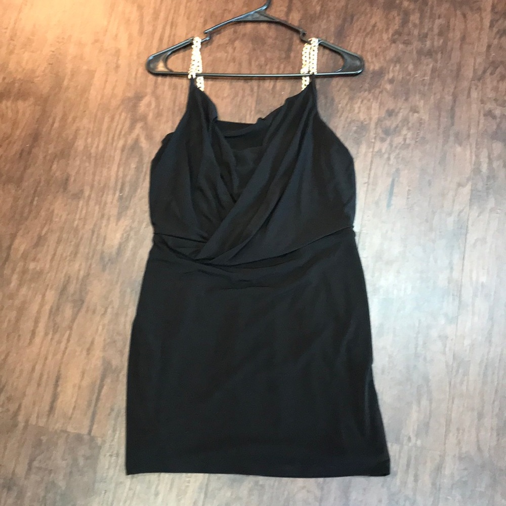 Calvin Klein Size 4 Black Dress with Gold Straps